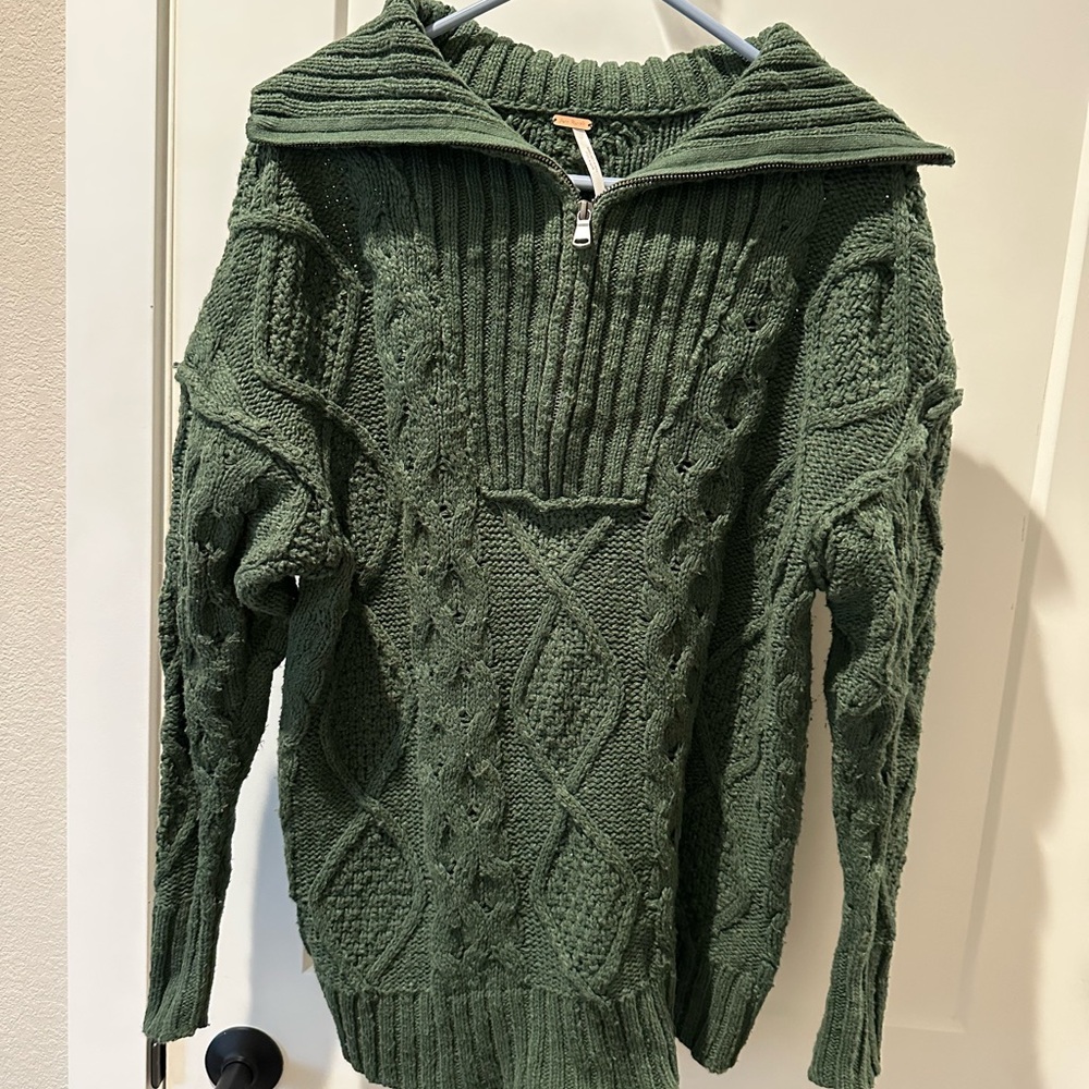 Free People Olive Cowl Neck Sweater